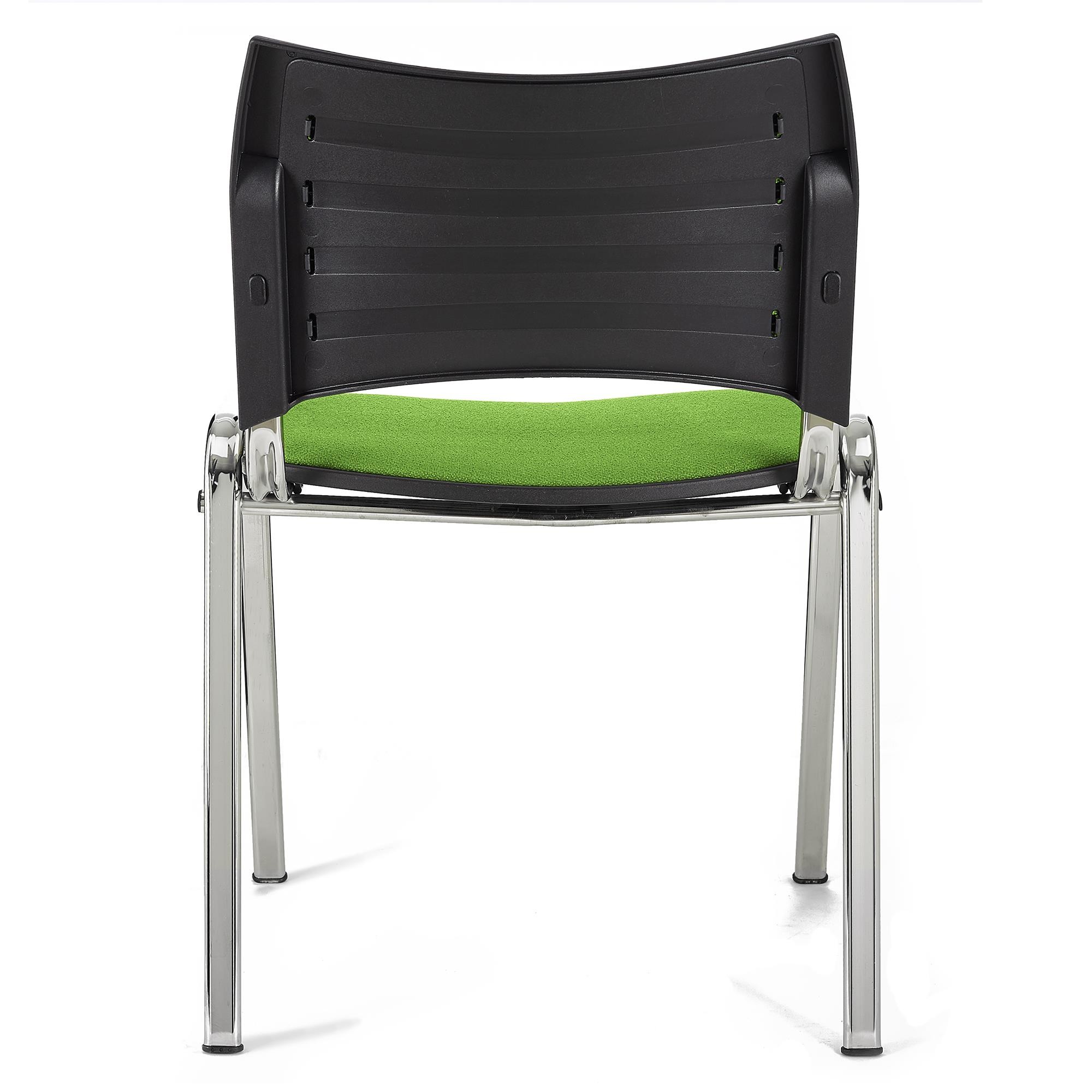 Silla de Confidente ROMEL, Cómodo Acolchado, Apilable, Patas Cromadas, en Tela Negra