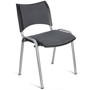 Silla de Confidente ROMEL con Patas Grises en Tela negra