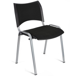 Silla de Confidente ROMEL con Patas Grises en Tela negra