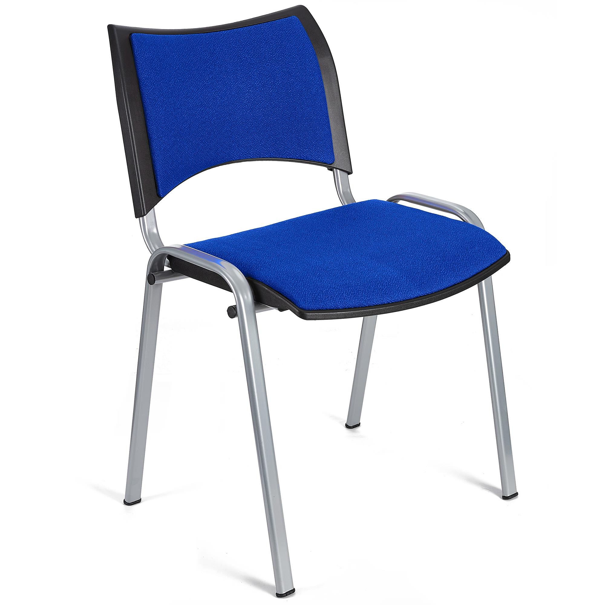 Silla de Confidente ROMEL, Cómodo Acolchado, Apilable, Patas Grises, en Tela Negra
