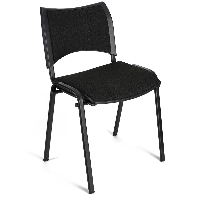 Silla de Confidente ROMEL con Patas Negras en Tela Negra