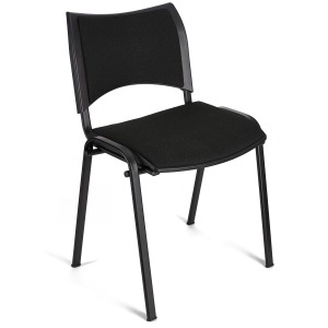 Silla de Confidente ROMEL con Patas Negras en Tela Negra