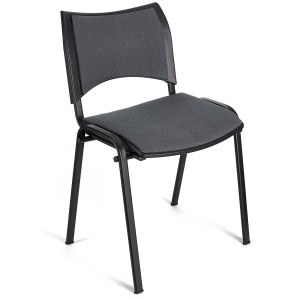 Silla de Confidente ROMEL con Patas Negras en Tela Negra