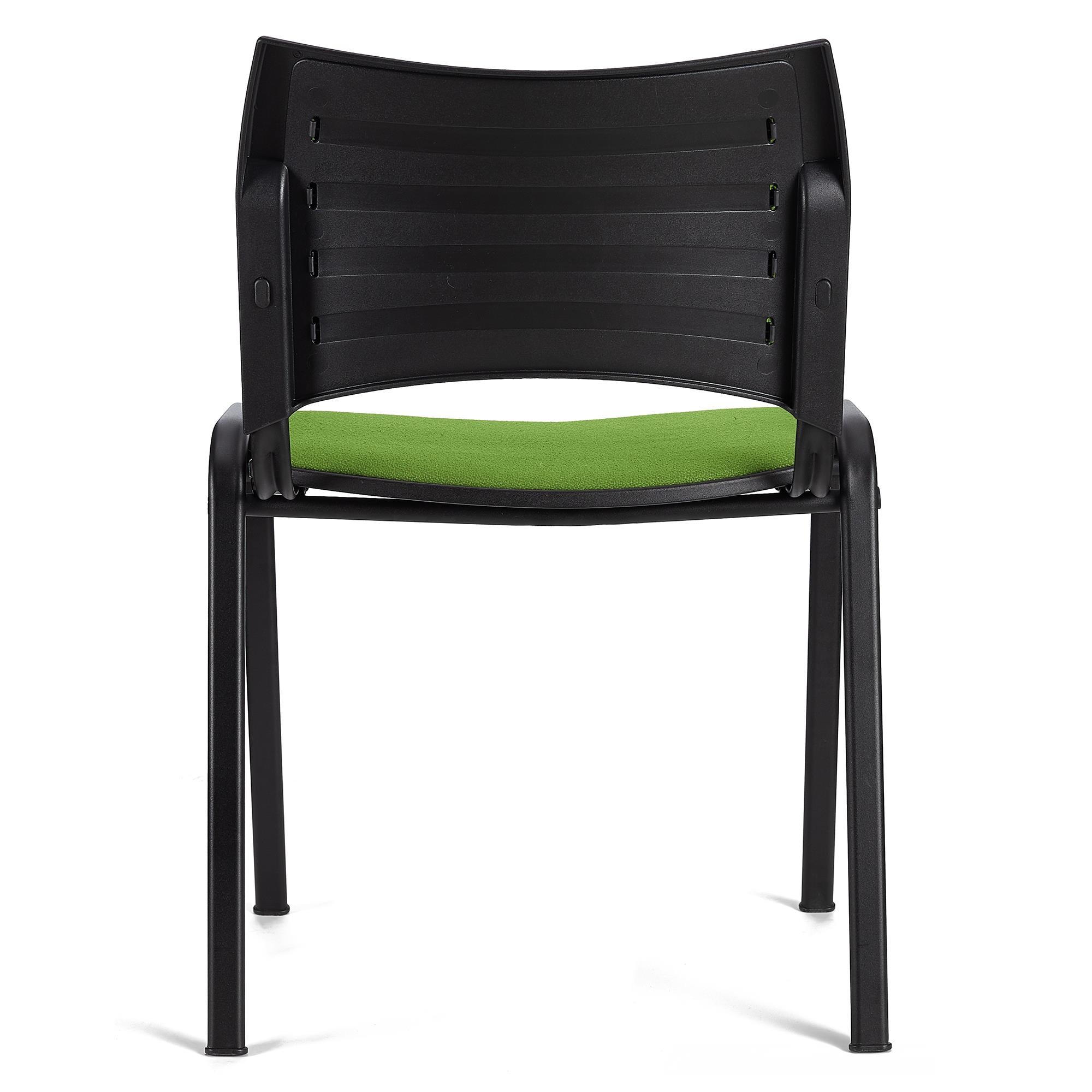 Silla de Confidente ROMEL, Cómodo Acolchado, Apilable, Patas Negras, en Tela Negra