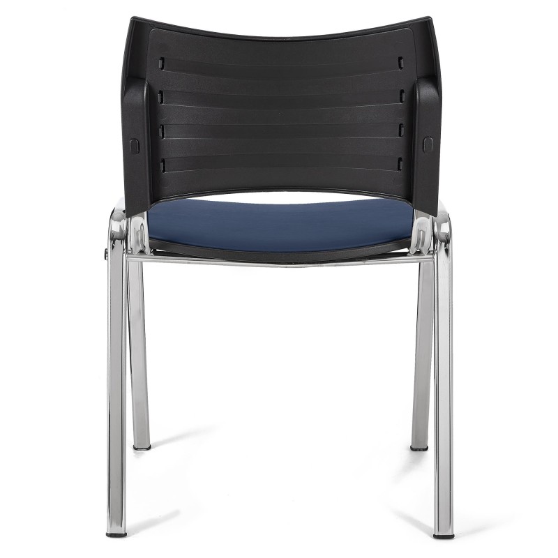 Silla de Confidente ROMEL PIEL con Patas Cromadas en Negro