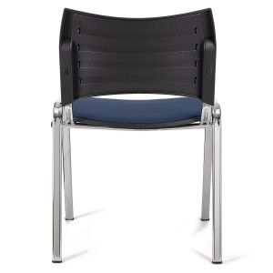 Silla de Confidente ROMEL PIEL con Patas Cromadas en Negro