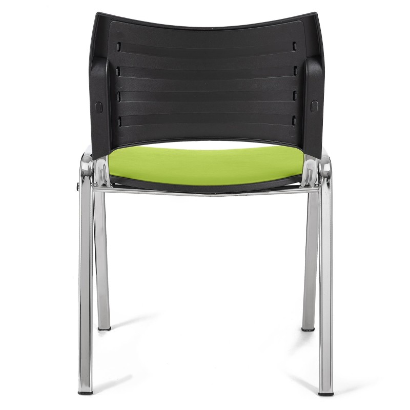Silla de Confidente ROMEL PIEL con Patas Cromadas en Negro