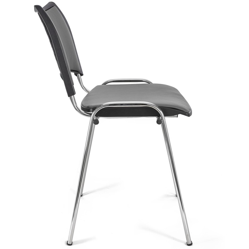 Silla de Confidente ROMEL PIEL con Patas Cromadas en Negro