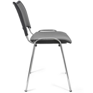 Silla de Confidente ROMEL PIEL con Patas Cromadas en Negro