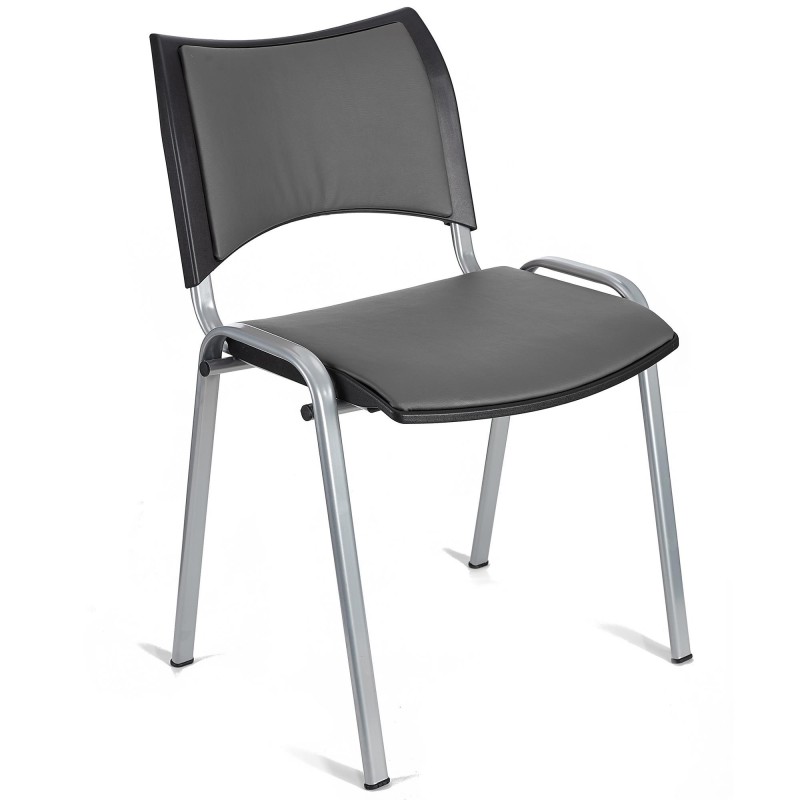Silla de Confidente ROMEL PIEL con Patas Grises en Negro