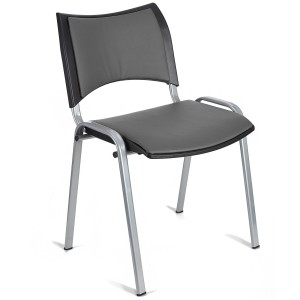 Silla de Confidente ROMEL PIEL con Patas Grises en Negro