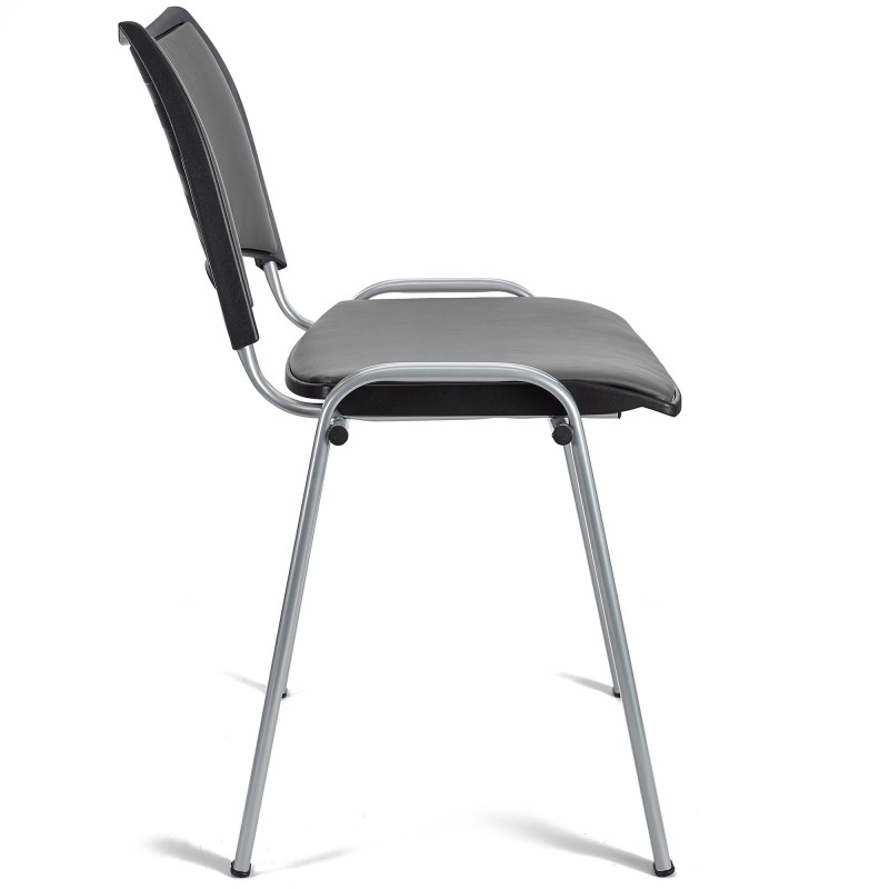 Silla de Confidente ROMEL PIEL con Patas Grises en Negro