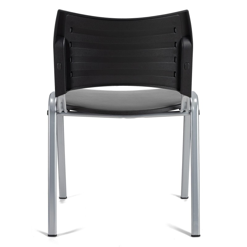 Silla de Confidente ROMEL PIEL con Patas Grises en Negro