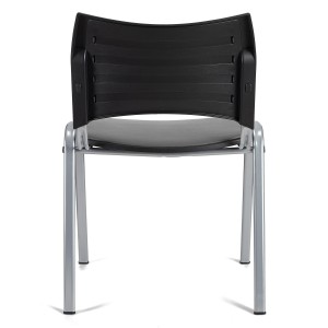 Silla de Confidente ROMEL PIEL con Patas Grises en Negro