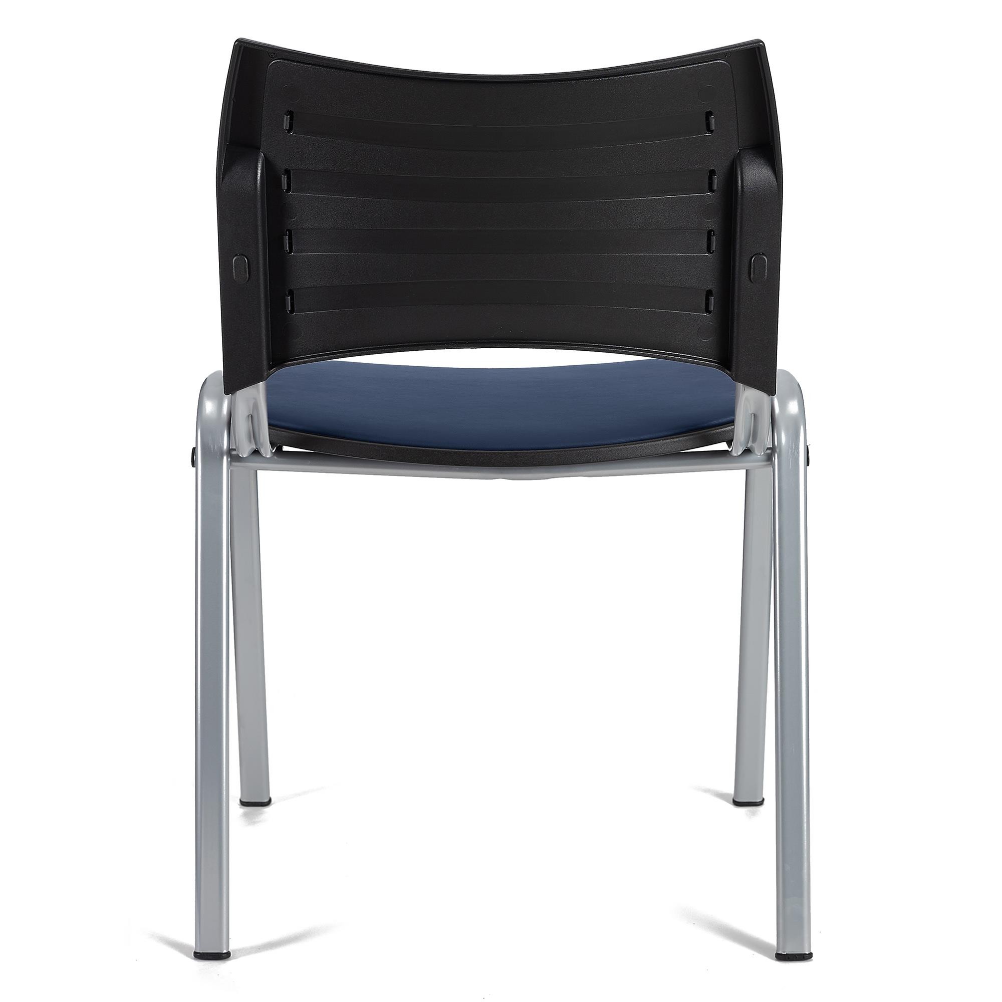 Silla de Confidente ROMEL PIEL, Cómodo Acolchado, Apilable, Patas Grises, en Negro