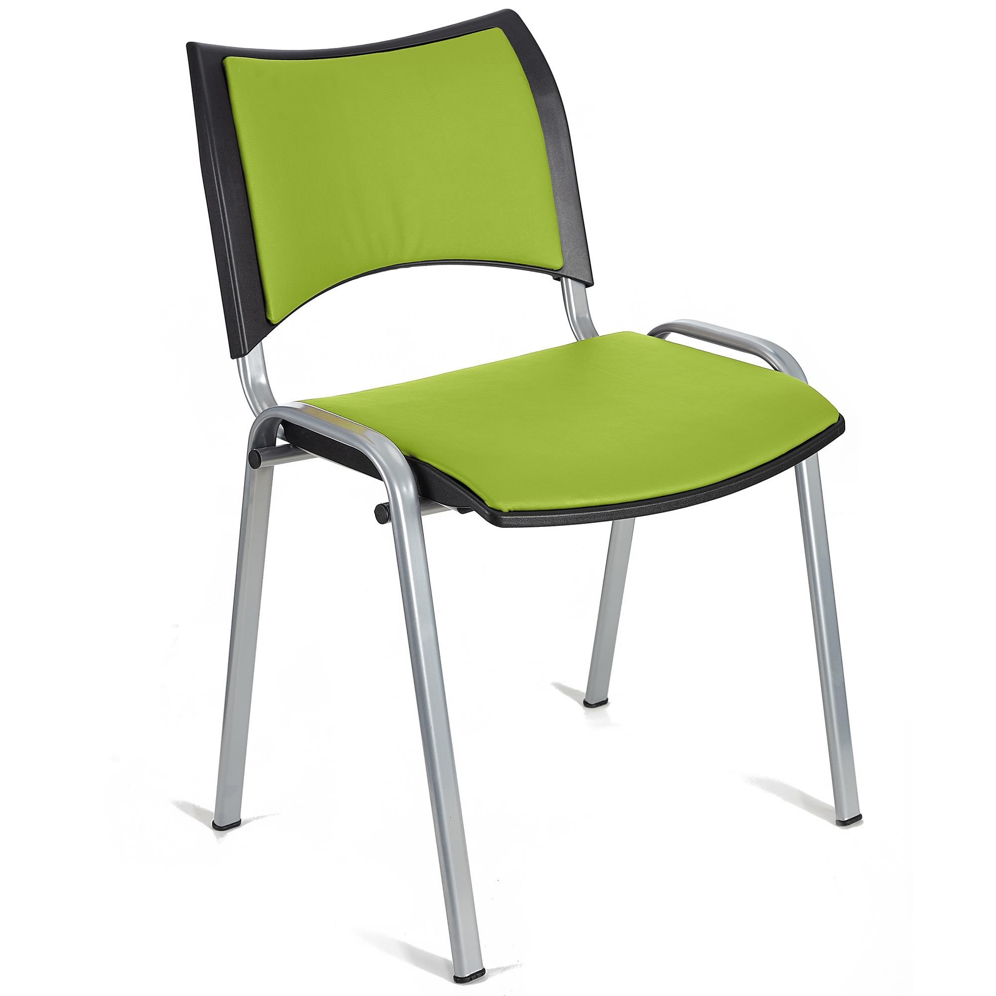 Silla de Confidente ROMEL PIEL, Cómodo Acolchado, Apilable, Patas Grises, en Negro