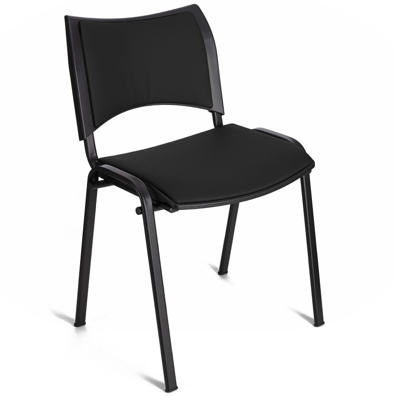 Silla de Confidente ROMEL PIEL con Patas Negras en Negro