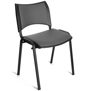Silla de Confidente ROMEL PIEL con Patas Negras en Negro