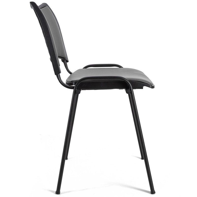 Silla de Confidente ROMEL PIEL con Patas Negras en Negro