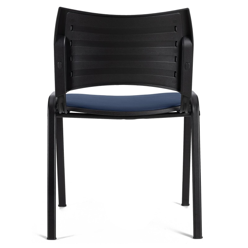 Silla de Confidente ROMEL PIEL con Patas Negras en Negro