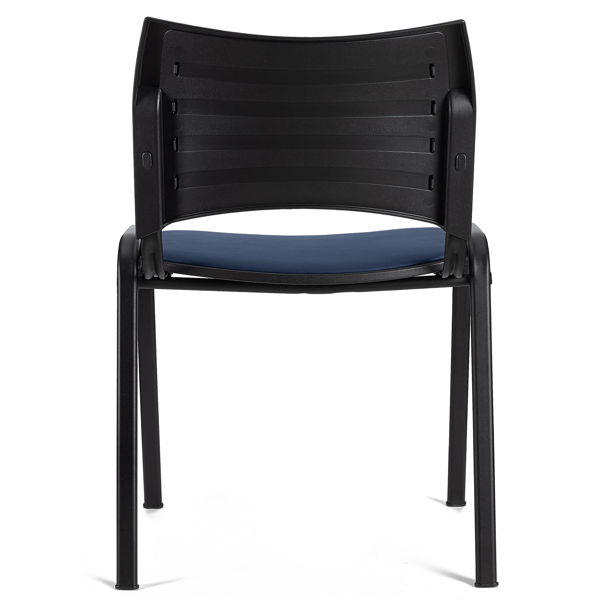 Silla de Confidente ROMEL PIEL, Cómodo Acolchado, Apilable, Patas Negras, en Negro