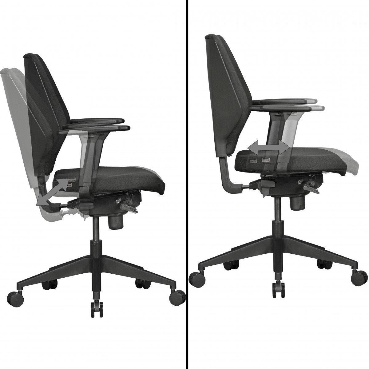 Silla Ergonómica COLINS, Totalmente Ajustable, Uso 8 Horas, Tela Resistente Negra