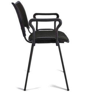 Silla de Confidente ROMEL CON BRAZOS con Patas Negras en Tela Negra 2