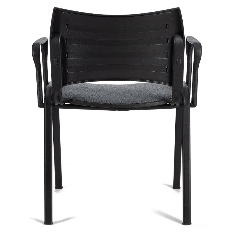 Silla de Confidente ROMEL CON BRAZOS con Patas Negras en Tela Negra