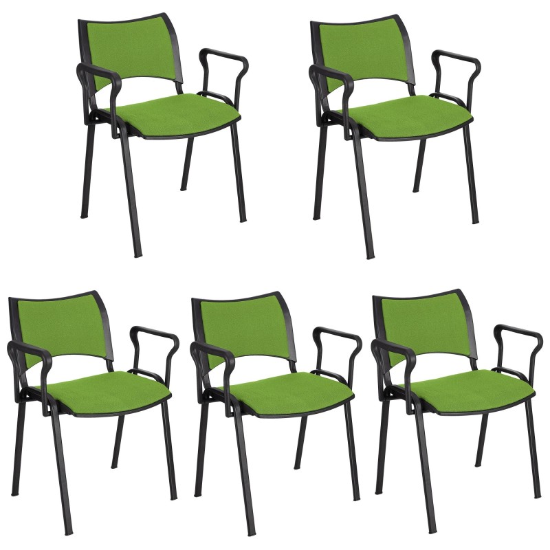 Silla de Confidente ROMEL CON BRAZOS con Patas Negras en Tela Negra