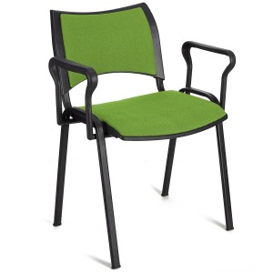 Silla de Confidente ROMEL CON BRAZOS con Patas Negras en Tela Negra