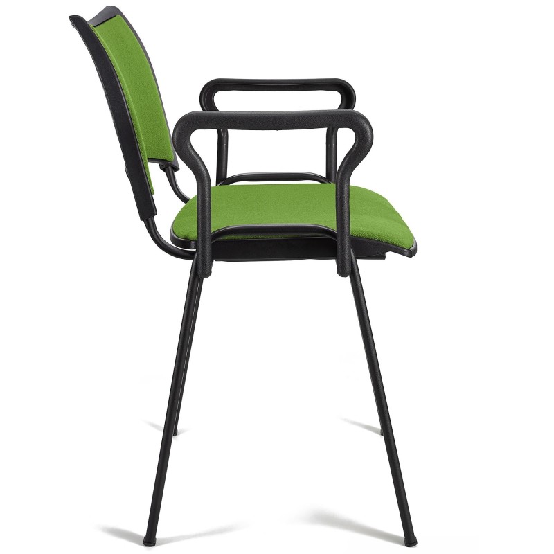 Silla de Confidente ROMEL CON BRAZOS con Patas Negras en Tela Negra