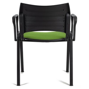Silla de Confidente ROMEL CON BRAZOS con Patas Negras en Tela Negra
