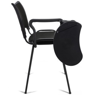 Silla de Confidente ROMEL CON PALA con Patas Negras en Tela Negra 2