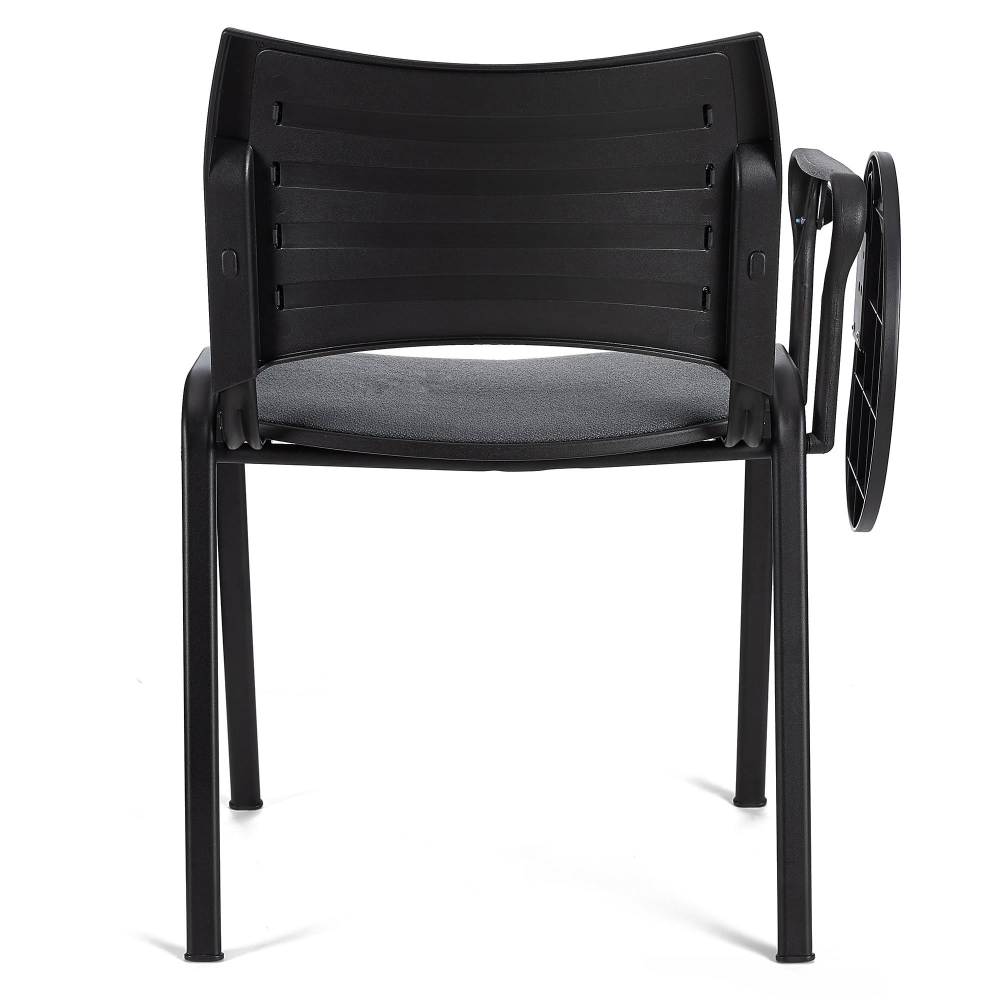 Silla de Confidente ROMEL CON PALA, Cómodo Acolchado, Apilable, Patas Negras, en Tela Negra