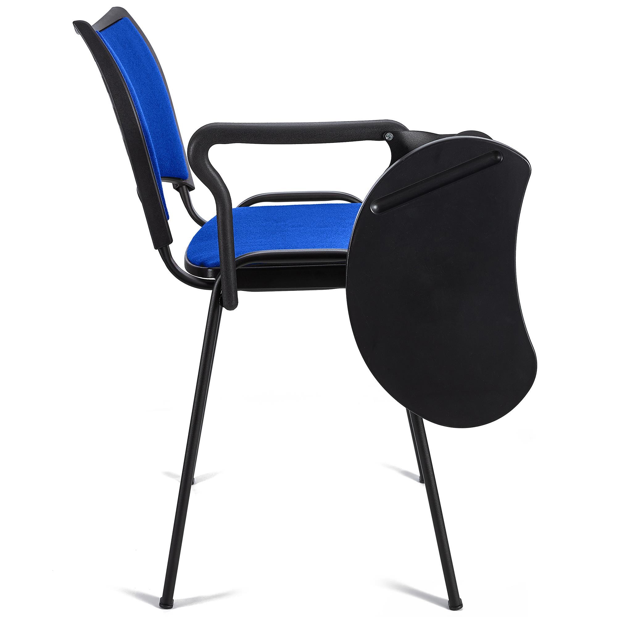 Silla de Confidente ROMEL CON PALA, Cómodo Acolchado, Apilable, Patas Negras, en Tela Negra