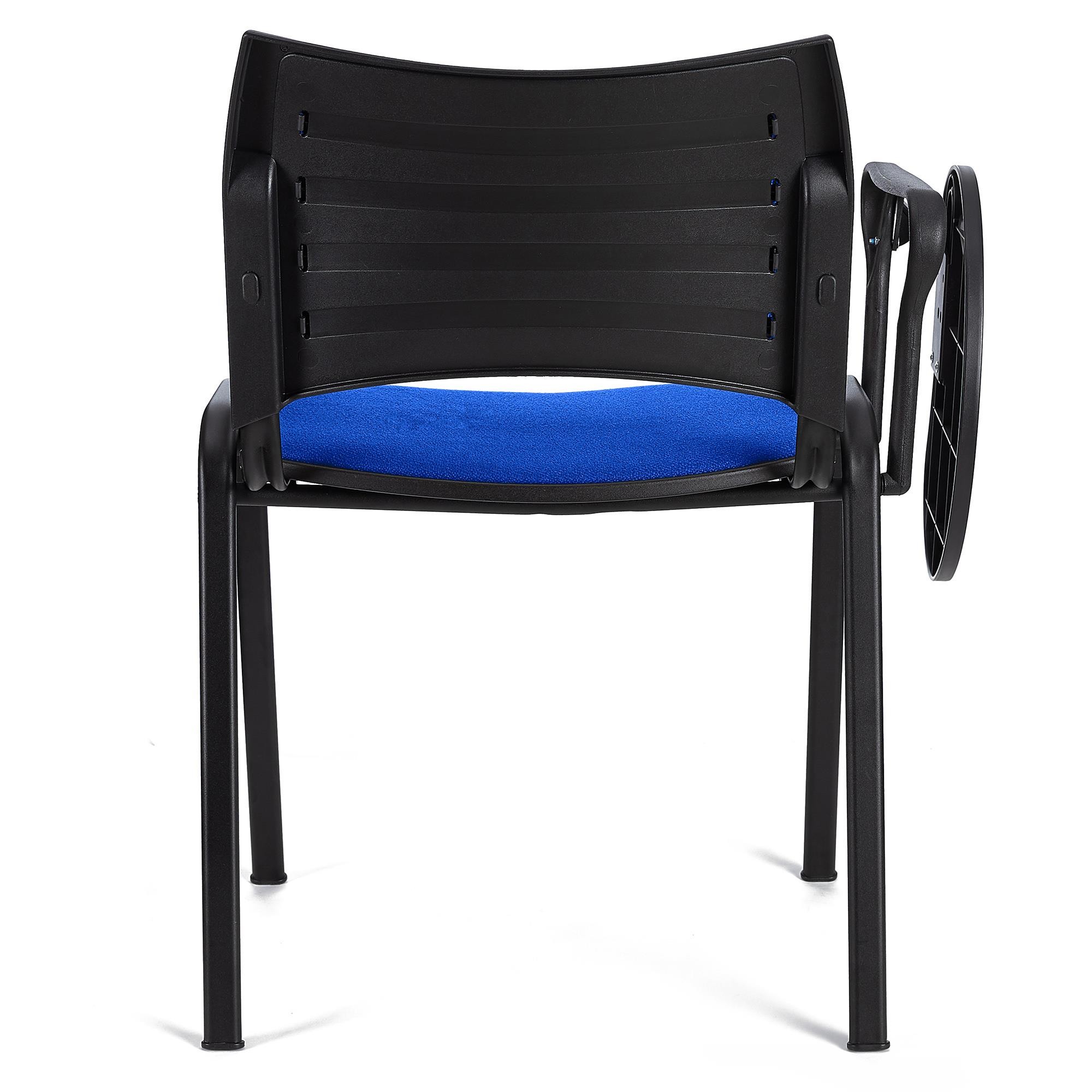 Silla de Confidente ROMEL CON PALA, Cómodo Acolchado, Apilable, Patas Negras, en Tela Negra