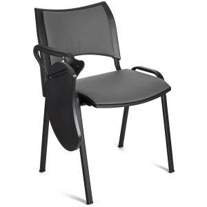 Silla de Confidente ROMEL CON PALA PIEL con Patas Negras en Negro