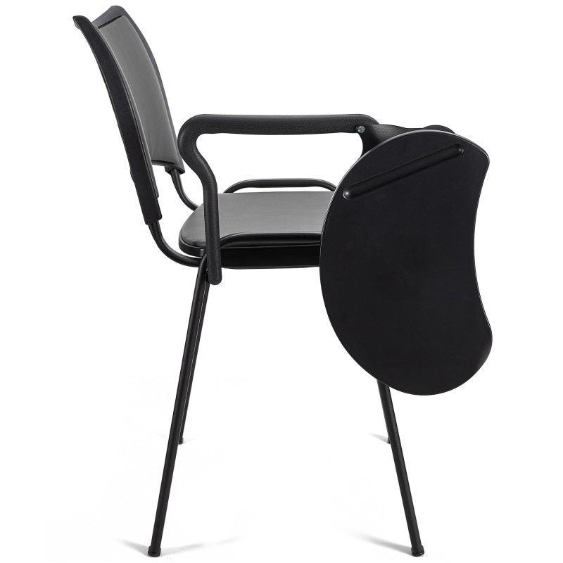 Silla de Confidente ROMEL CON PALA PIEL con Patas Negras en Negro