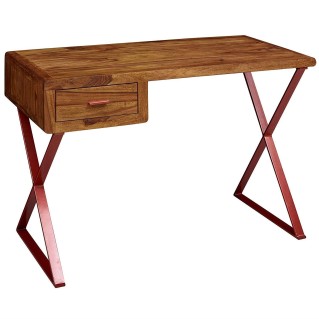 Escritorio HASSAN en Metal Rojo y Madera de Elondo