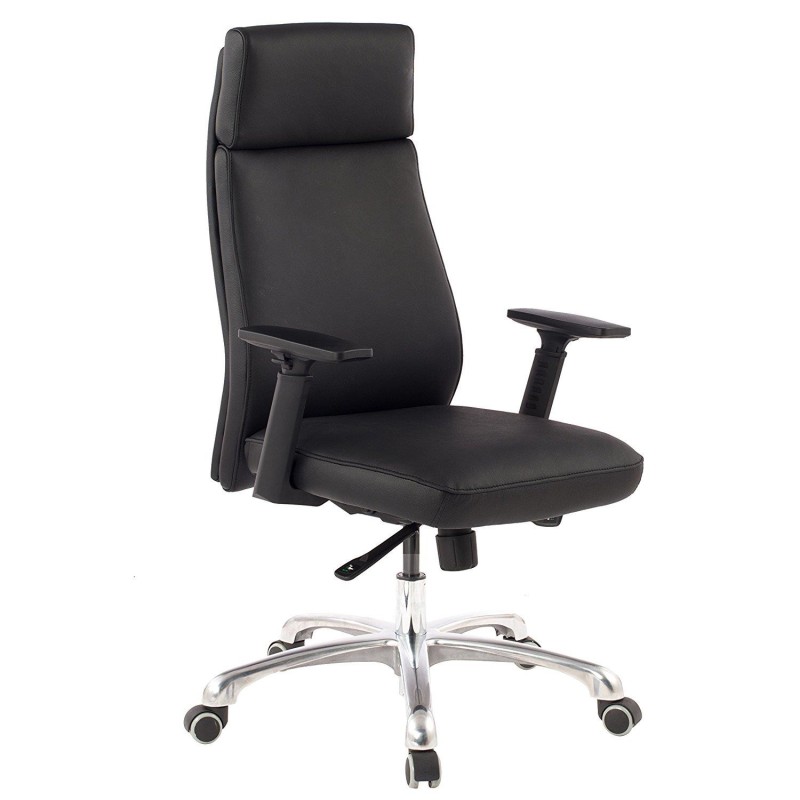 Sillón de oficina TRINIDAD, elegante diseño, en piel negra