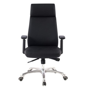 Sillón de oficina TRINIDAD, elegante diseño, en piel negra