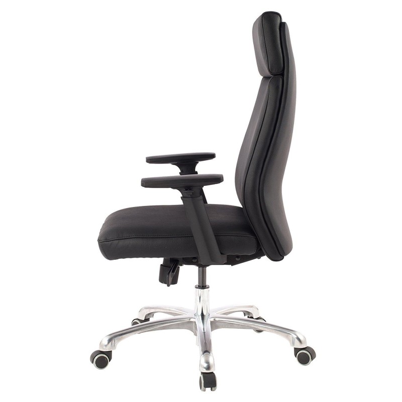 Sillón de oficina TRINIDAD, elegante diseño, en piel negra