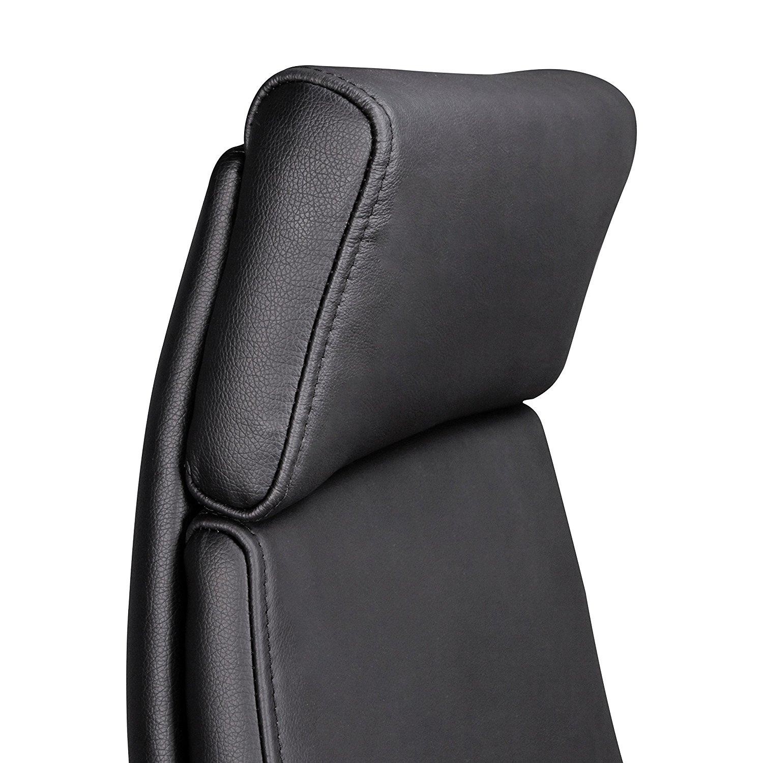 Sillón de Oficina TRINIDAD, Gran acolchado y Ergonomía, Base de metal, Cuero Negro