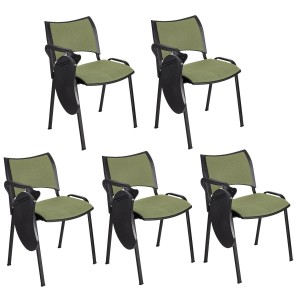 Lote de 5 Sillas de Confidente ROMEL CON PALA con Patas Negras en Tela Negra