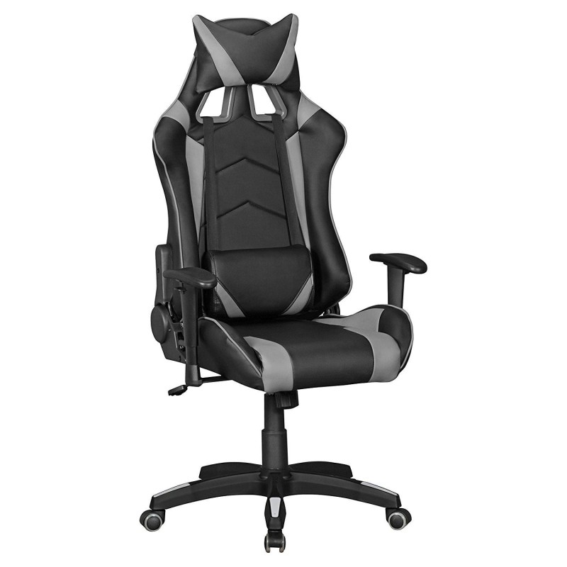 Silla gaming ORBY, reclinable, en piel negro y gris