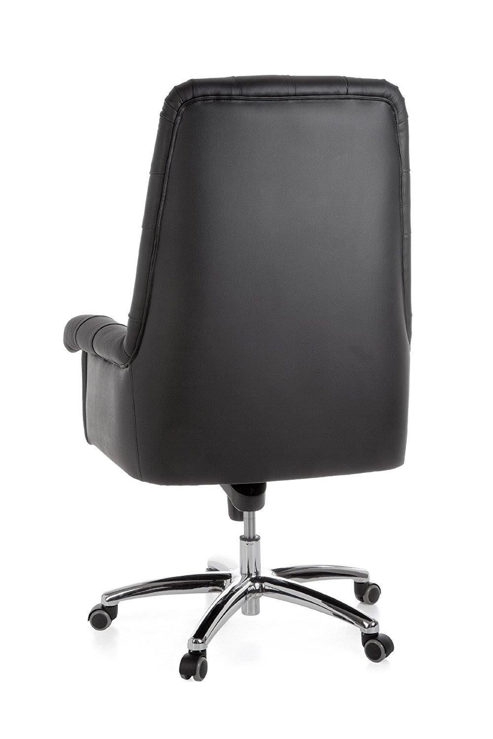 Sillón de Lujo DOBERAN, Exclusivo Diseño, Estilo Chesterfield, Piel Real, Color Negro