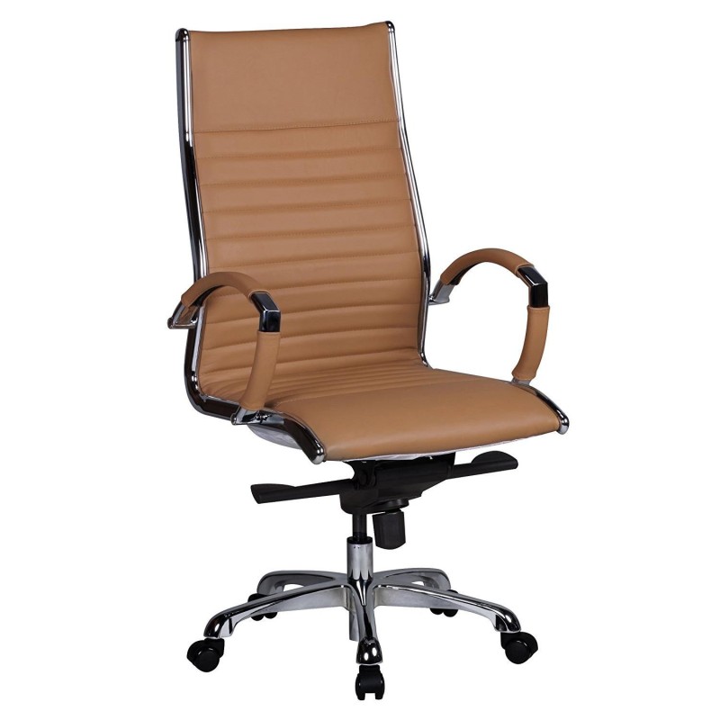 Silla de oficina BAVIERA, estructura cromada, cuero negro