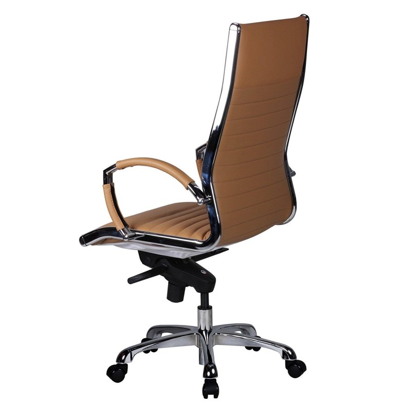 Silla de oficina BAVIERA, estructura cromada, cuero negro