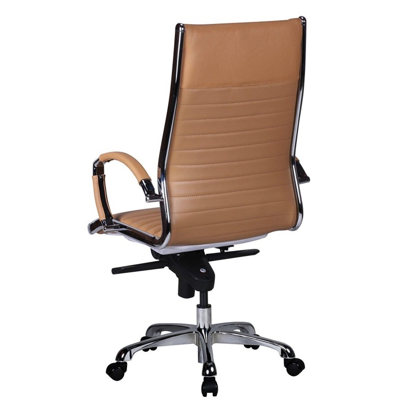 Silla de oficina BAVIERA, estructura cromada, cuero negro