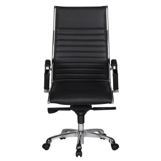 Silla de oficina BAVIERA, estructura cromada, cuero negro 2